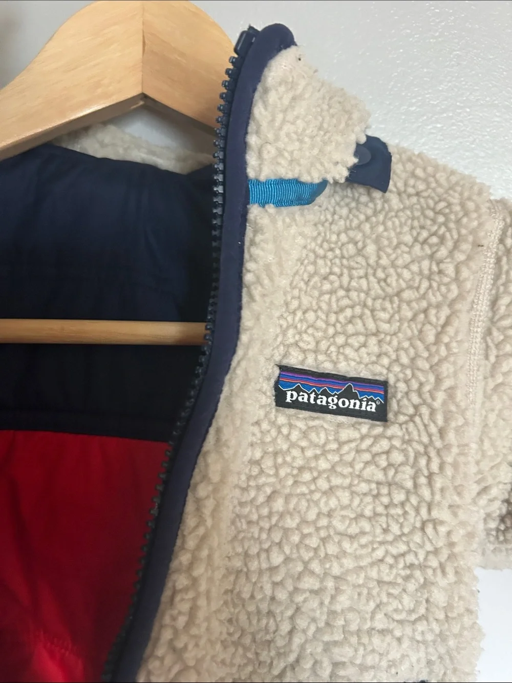 Patagonia 3T Navy/Red Sherpa-Lined Winter Jacket , reversible, great condition